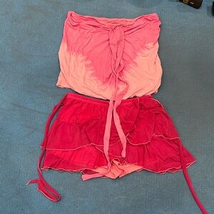 Pink and Red Two-Piece Outfit